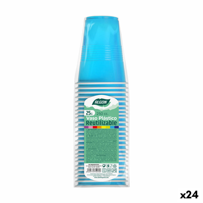 Set de pahare refolosibile Algon Albastru deschis 24 Unități 250 ml (25 Piese)