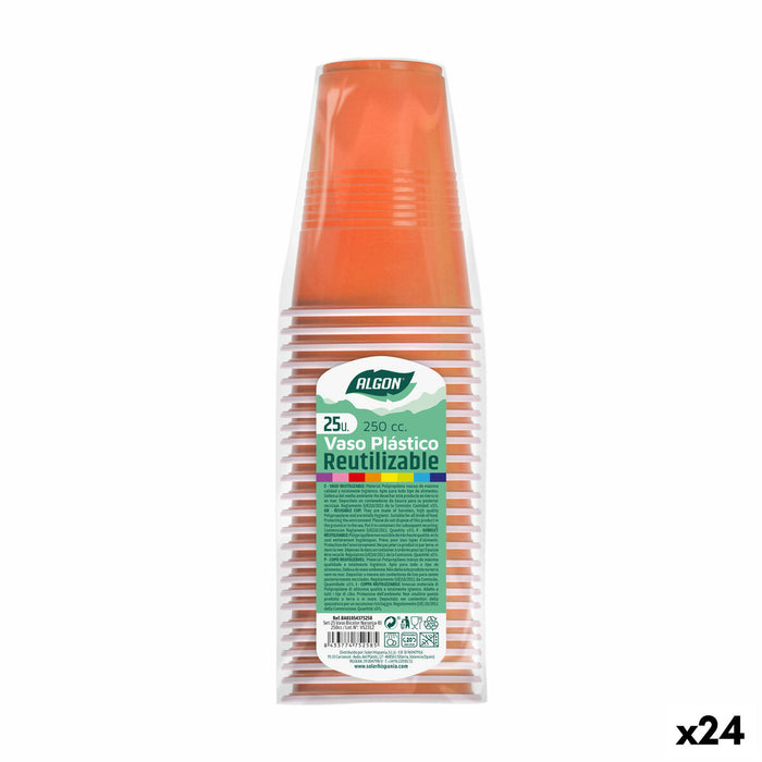 Set de pahare refolosibile Algon Portocaliu 24 Unități 250 ml (25 Piese)