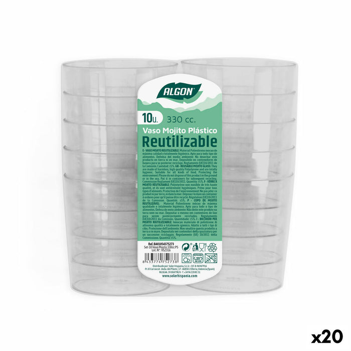 Set de pahare refolosibile Algon 3,3 L Transparent Mojito 20 Unități (10 Piese)
