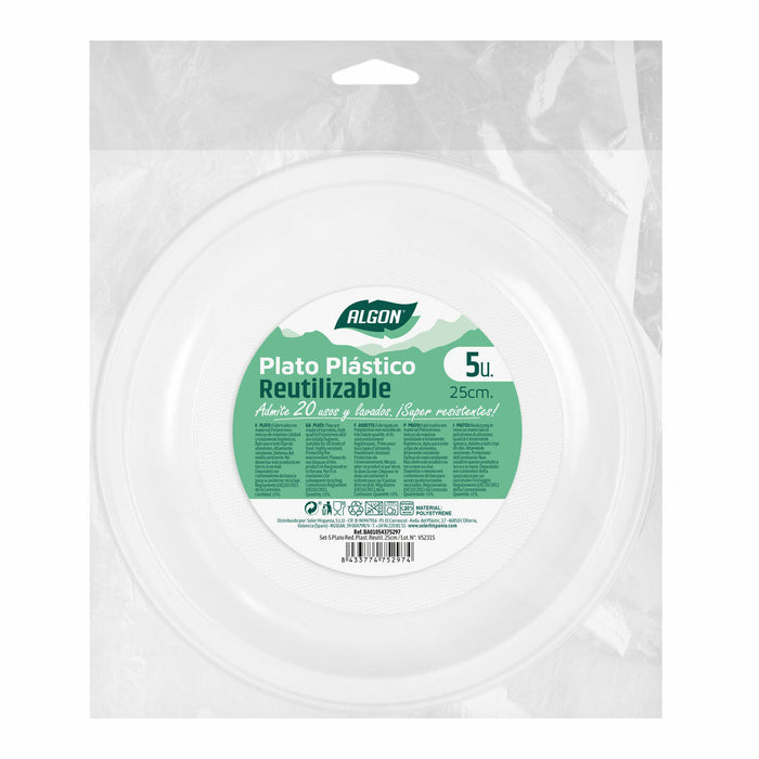 Set de farfurii reutilizabile Algon Rotund Alb Plastic (36 Unități)