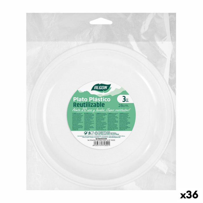 Set de farfurii reutilizabile Algon Rotund Alb Plastic (36 Unități)