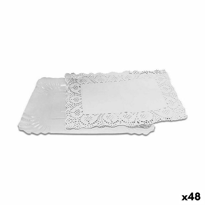 Food Tray Set Algon Alb Dreptunghiular 3 Piese 18,5 x 25,5 x 1,5 cm (48 Unități)