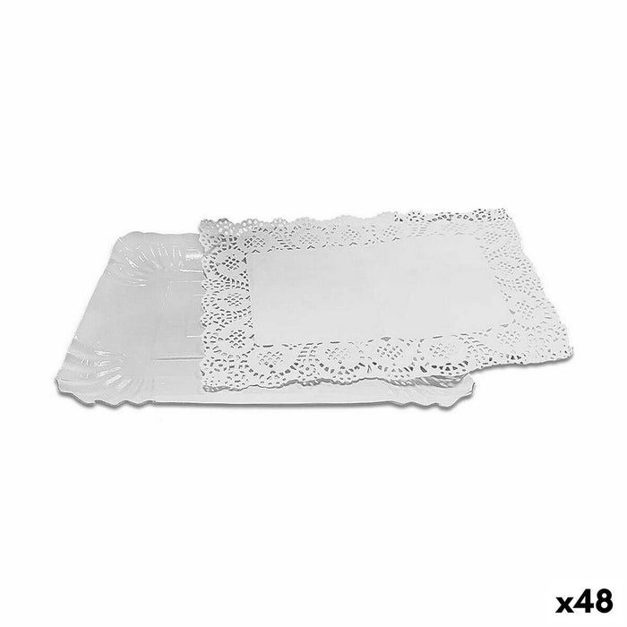 Food Tray Set Algon Alb Dreptunghiular 2 Piese 23 x 29,5 x 1 cm (48 Unități)