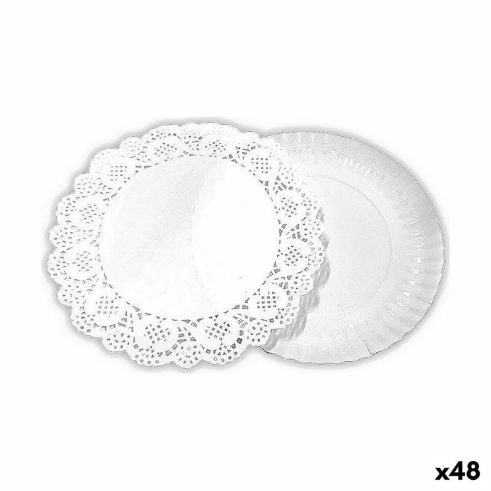 Food Tray Set Algon Rotundă Alb 2 Piese 25 x 25 x 2 cm (48 Unități)