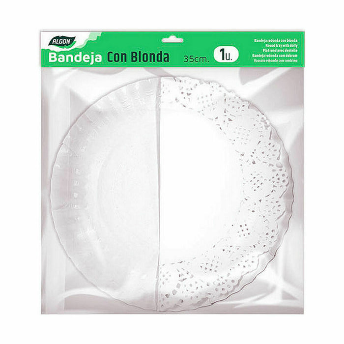 Tavă pentru gustari Algon Rotundă Alb 35 x 35 x 2 cm (48 Unități)