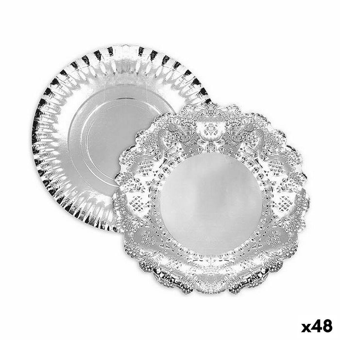 Tavă pentru gustari Algon Rotundă Argintiu 23 x 23 x 1,5 cm (48 Unități)