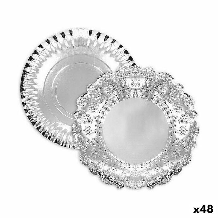 Tavă pentru gustari Algon Rotundă Argintiu 30 x 30 x 1,5 cm (48 Unități)
