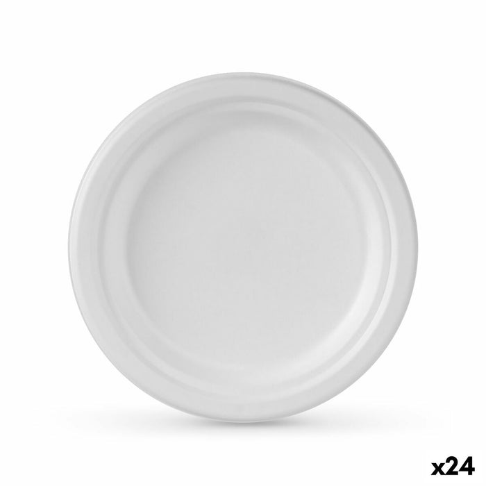 Set de farfurii Algon De unică folosință Alb Trestie de zahăr 17 cm (24 Unități)