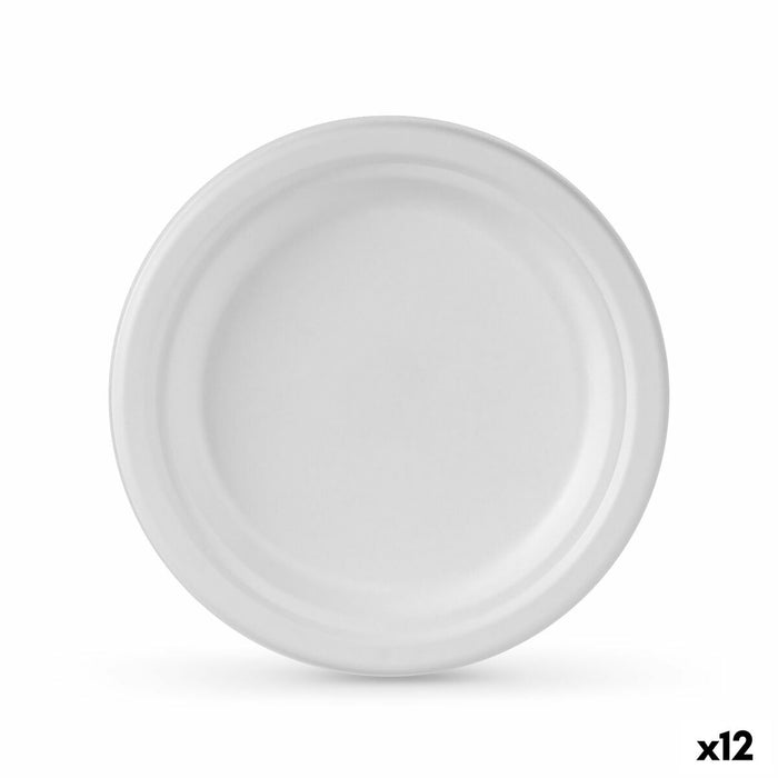 Set de farfurii Algon De unică folosință Alb Trestie de zahăr 17 cm (12 Unități)