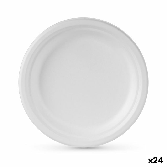 Set de farfurii Algon De unică folosință Alb Trestie de zahăr 22 cm (24 Unități)