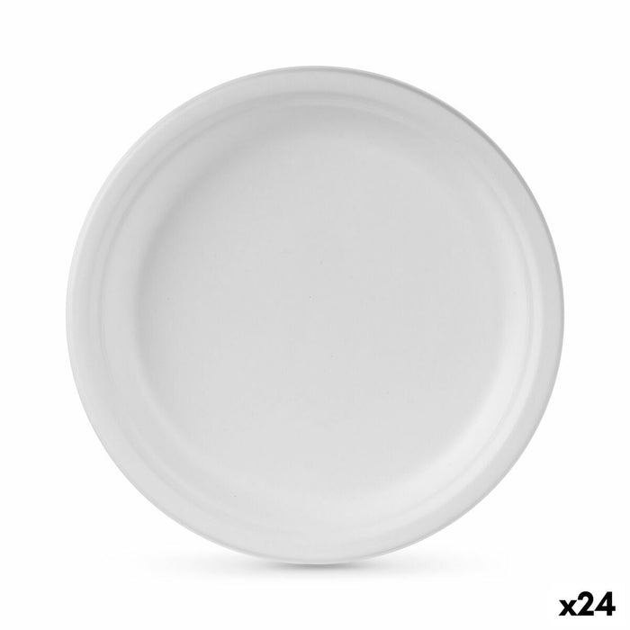 Set de farfurii Algon De unică folosință Alb Trestie de zahăr 25 cm (24 Unități)