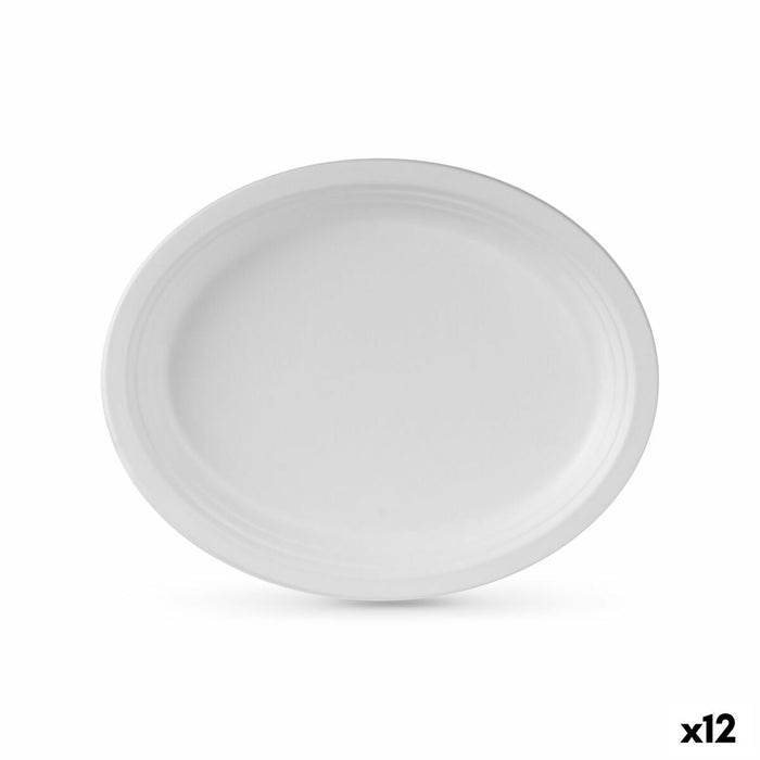 Set de farfurii Algon De unică folosință Alb Trestie de zahăr Oval 26 cm (12 Unități)
