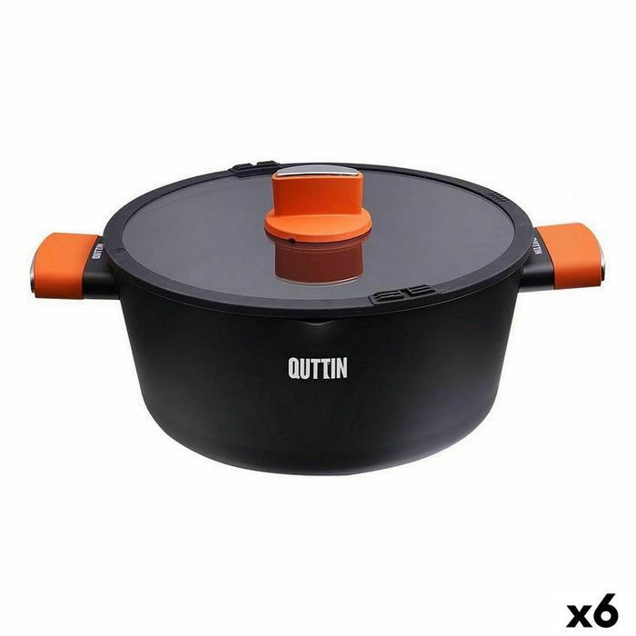 Caserolă Cu Capac de Sticlă Quttin Gastro Negru Portocaliu 34,5 x 25,5 x 12 cm (6 Unități)