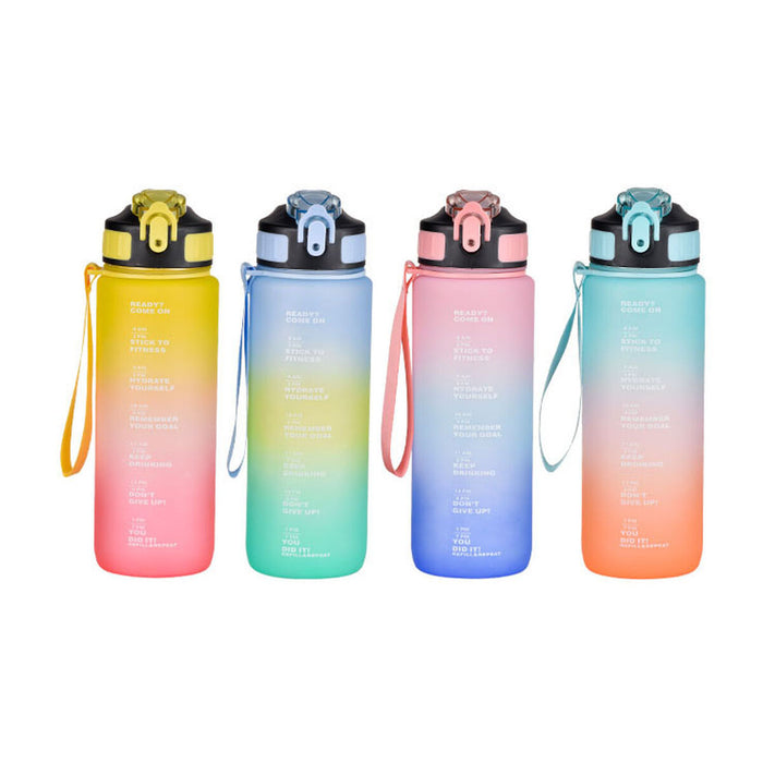 Sticlă cu Capac și Pai Bewinner Multicolor 600 ml