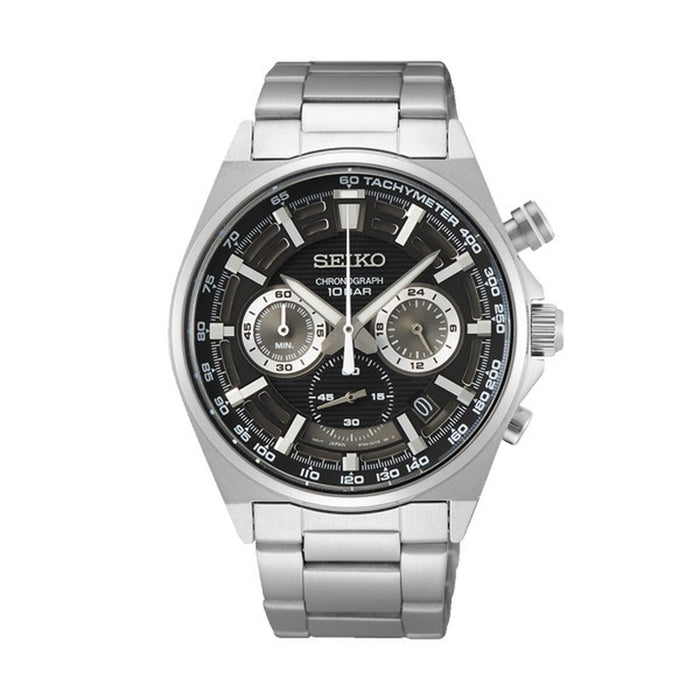 Ceas Bărbați Seiko SSB397P1 Negru Argintiu