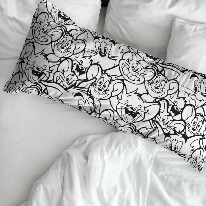 Față de pernă Tom & Jerry Alb Negru Multicolor 45 x 110 cm 100 % bumbac