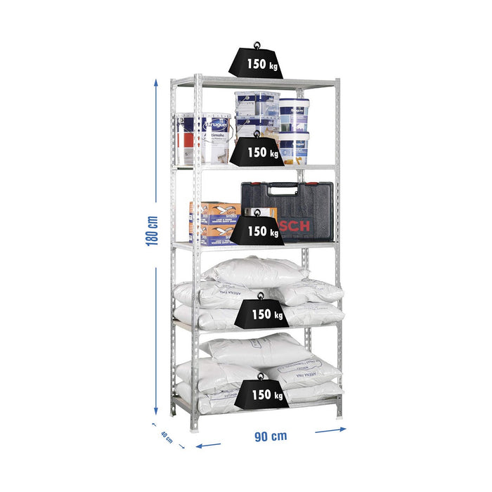 Raft Simon Rack Maderclick 5/400 750 kg Metal Lemn 5 Rafturi Plăci aglomerate (180 x 90 x 40 cm)