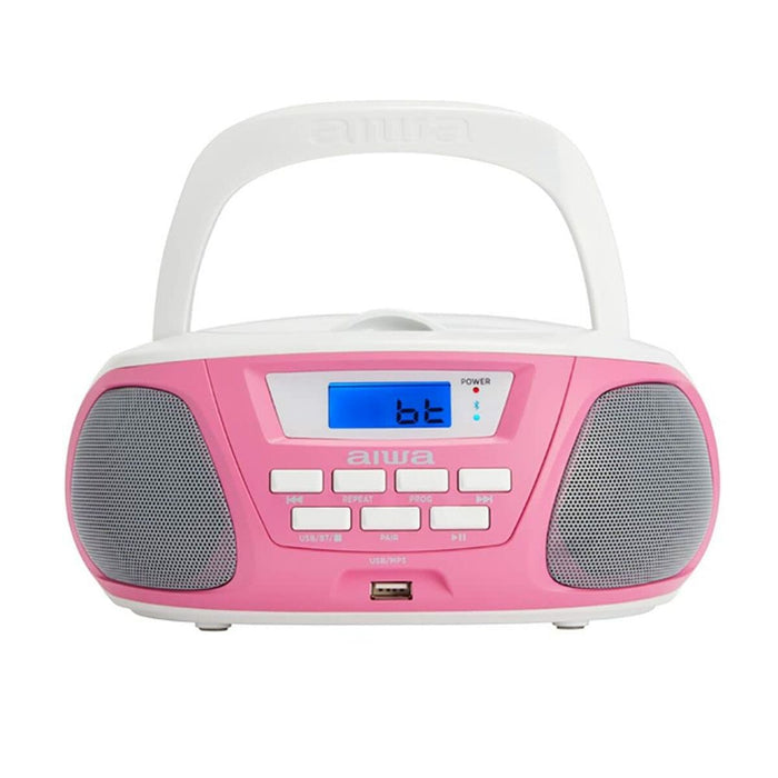 Radio CD MP3 cu Bluetooth Aiwa BBTU300PK 5W Roz Alb