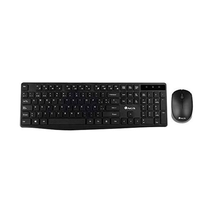 Tastatură și Mouse Fără Fir NGS NGSWIRELESSSETALLUREKIT 1200 dpi 2.4 GHz Negru Qwerty Spaniolă QWERTY