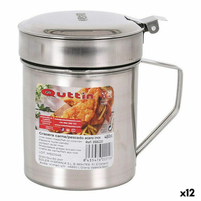 Tavă de scurgere pentru carne și pește Quttin 52833 Oțel inoxidabil (12 Unități) (480 cc)