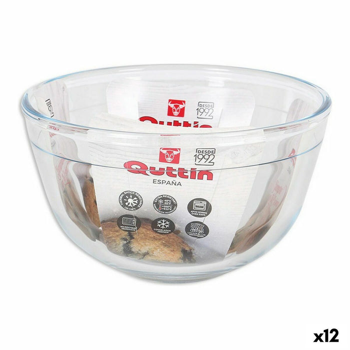 Bol pentru amestecat Quttin Sticlă 1,1 L Transparent (12 Unități)