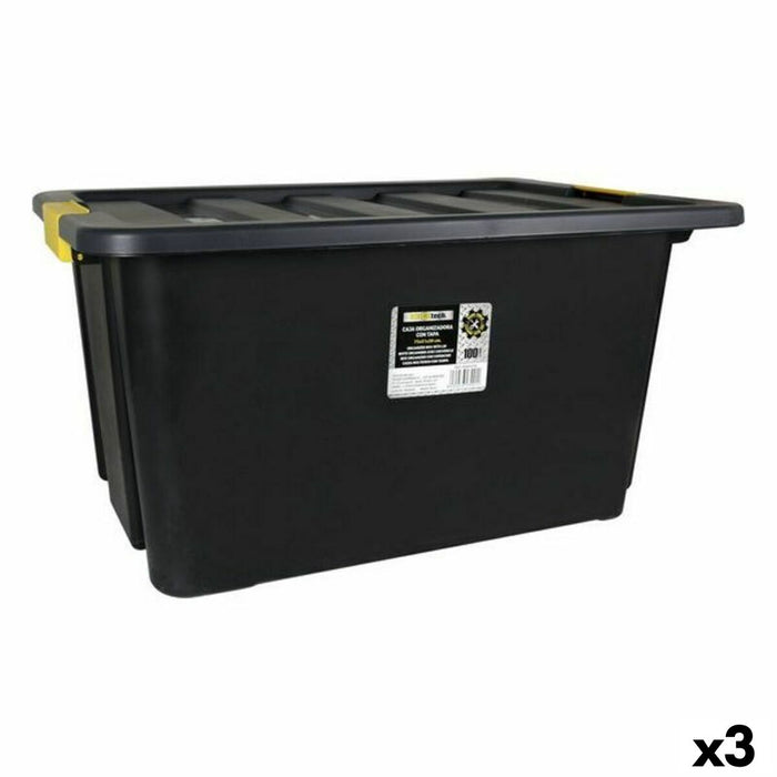Cutie de depozitare cu capac Bricotech Brico 75 x 51 x 39 cm (3 Unități) (100 L) (75 x 51 x 39 cm)