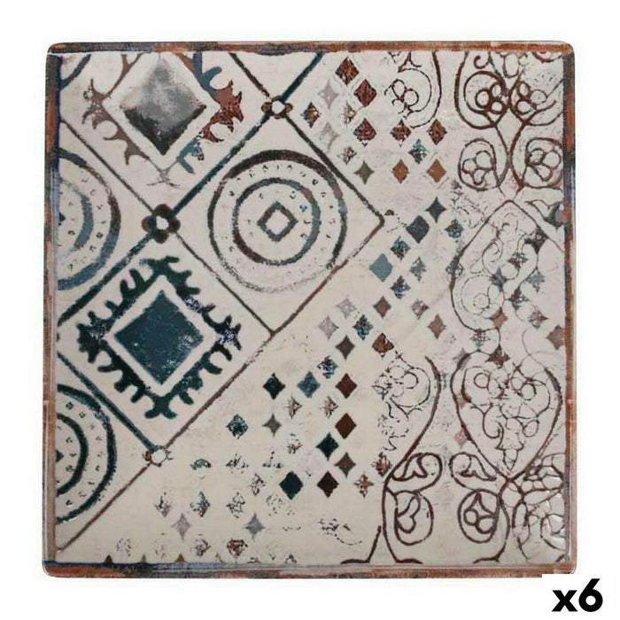 Platou Plat La Mediterránea Grecia Porțelan 24 x 24 x 2 cm (6 Unități)