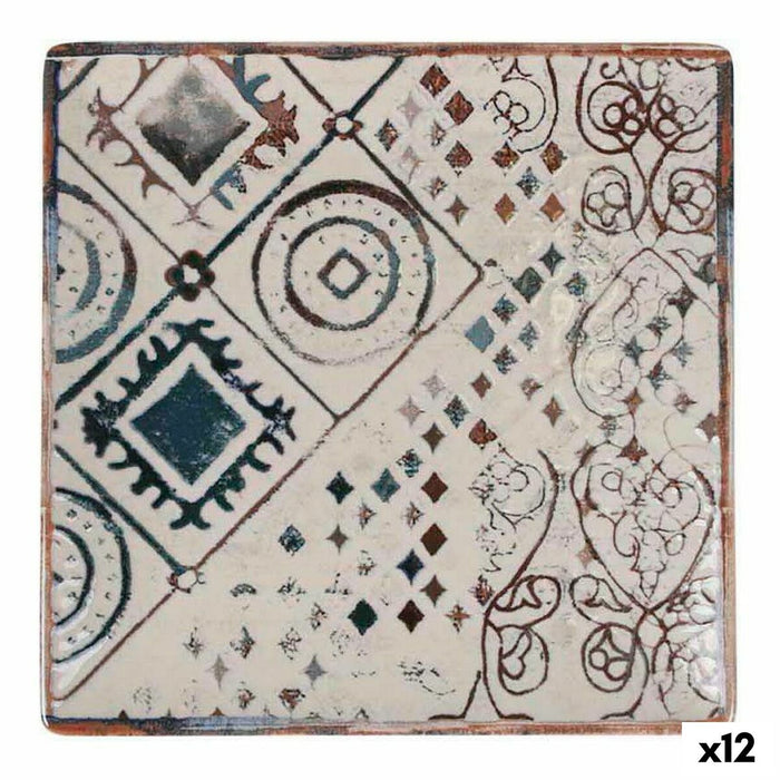 Farfurie pentru desert La Mediterránea Grecia Porțelan 18 x 18 x 2 cm (12 Unități)