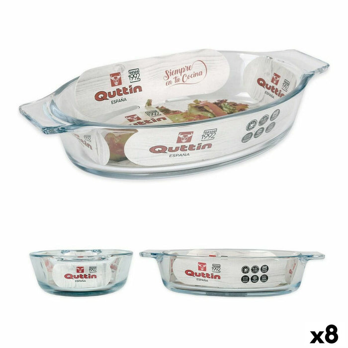Platou pentru Servire Quttin VEN8435476251502 Ovală Sticlă Oval 400 ml 20 x 11,5 x 4 cm (8 Unități) (20 x 11,5 cm)