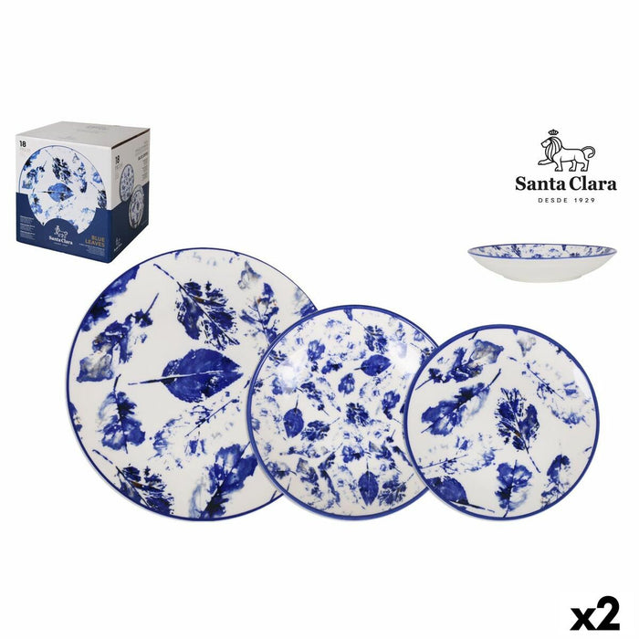 Veselă Santa Clara Blue Leaves 18 Piese Porțelan (2 Unități)