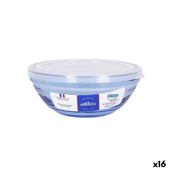 Cutie rotundă pentru prânz cu capac Duralex Geam Albastru Ø 14 cm (16 Unități)