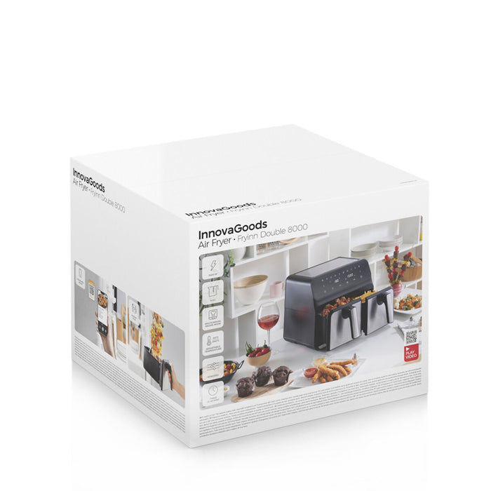 Friteuză fără Ulei InnovaGoods Fryinn Double 8000 Negru Oțel inoxidabil 3400 W 8 L