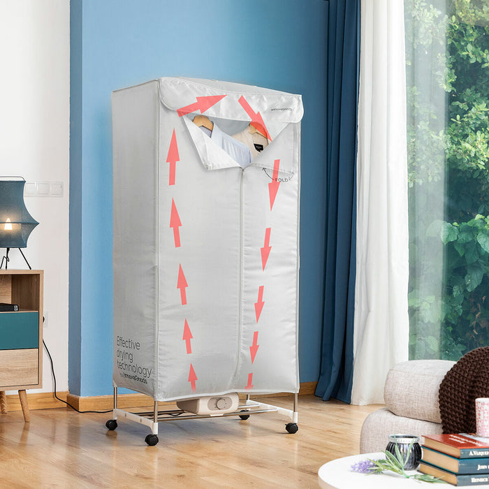 Uscător de haine electric, InnovaGoods Dupledry, 1200 W, gri