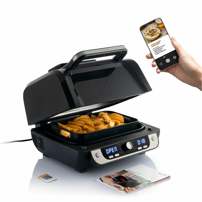 Friteuză fără ulei cu grătar, accesorii și carte de rețete InnovaGoods Air Fryer Fryinn 12-in-1 6000 Negru Oțel 6 L 3400 W