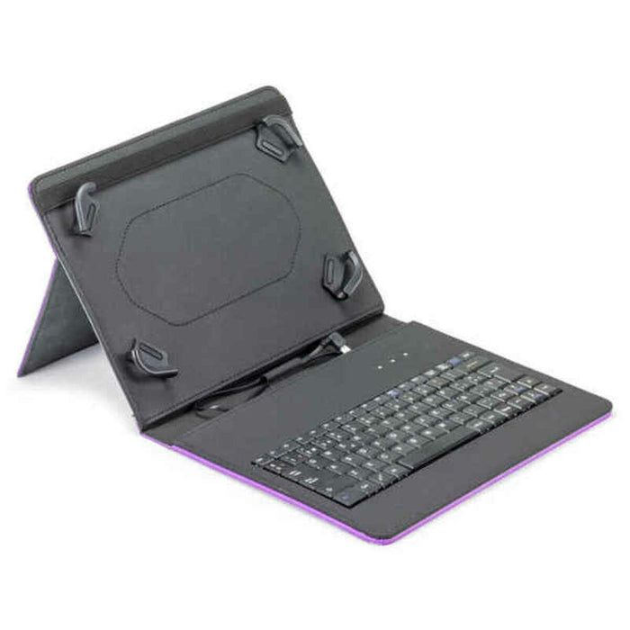 Tastatură Bluetooth cu Suport pentru Tabletă Maillon Technologique MTKEYUSBPR2 9.7"-10.2" Negru Qwerty Spaniolă Purpuriu Spaniol