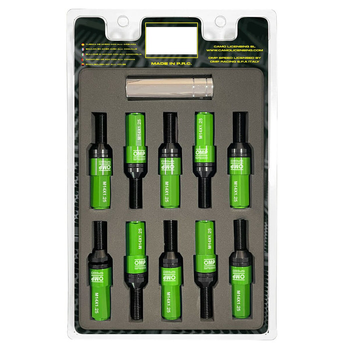 Set de șuruburi OMP OMPS09971408 28 mm Verde M14 x 1,25
