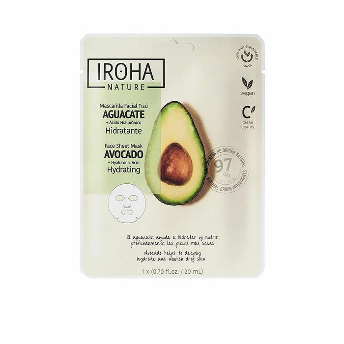 Mască de Față Hidratant Iroha Nature Mask Avocado Acid Hialuronic (1 Unități) (20 ml)