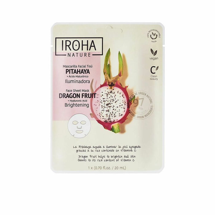 Mască Efect Iluminator Iroha Nature Acid Hialuronic Fructul dragonului (20 ml)
