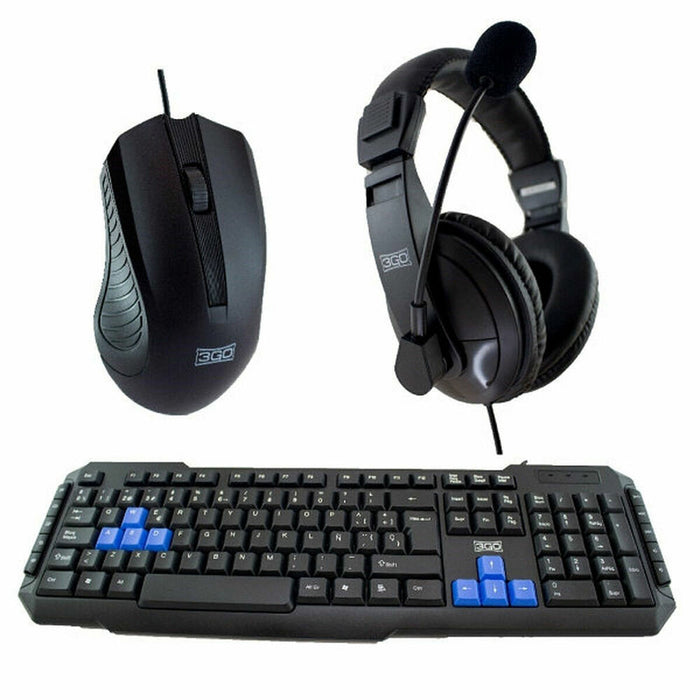 Pachet Gaming 3GO COMBODRILEH2 Qwerty Spaniolă Negru Multicolor