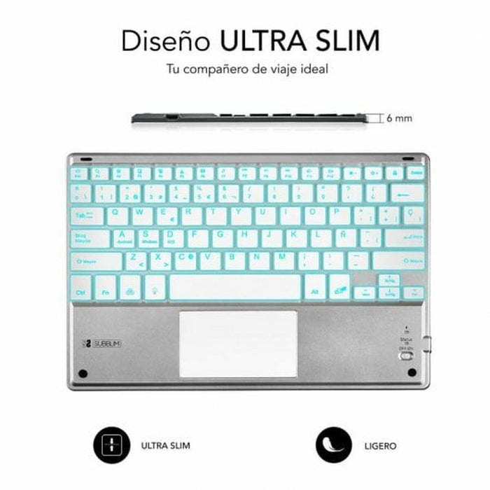 Tastatură Bluetooth cu Suport pentru Tabletă Subblim SUB-KBT-SMBT50 Argintiu Qwerty Spaniolă QWERTY