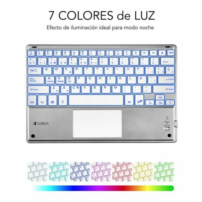 Tastatură Bluetooth cu Suport pentru Tabletă Subblim SUB-KBT-SMBT50 Argintiu Qwerty Spaniolă QWERTY
