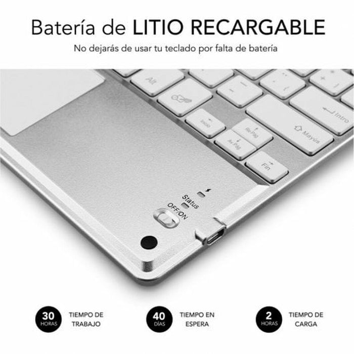 Tastatură Bluetooth cu Suport pentru Tabletă Subblim SUB-KBT-SMBT50 Argintiu Qwerty Spaniolă QWERTY