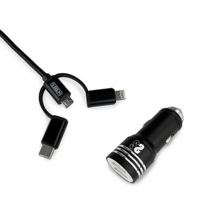 Încărcător de Mașină USB Universal + Cablu USB C Subblim SUB-CHG-4CC002 Negru 12 W