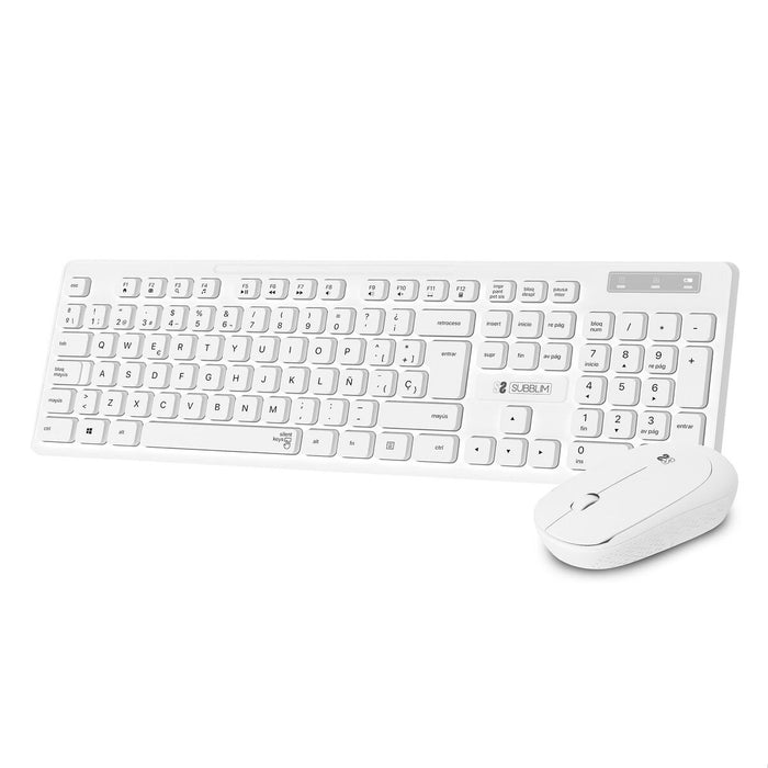 Tastatură și Mouse Fără Fir Subblim BUSINESS SLIM Alb
