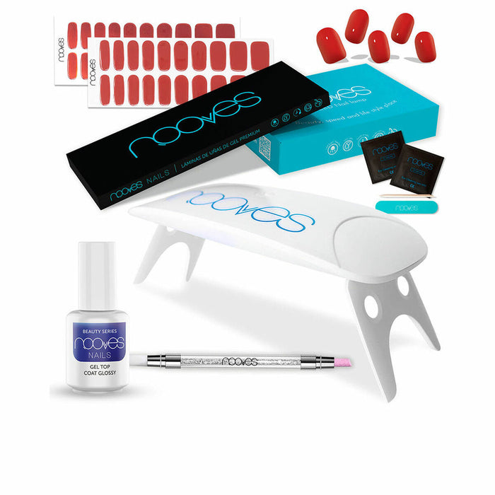 Set de Manichiură Nooves Premium Roșu Folii de unghii cu gel 8 Piese