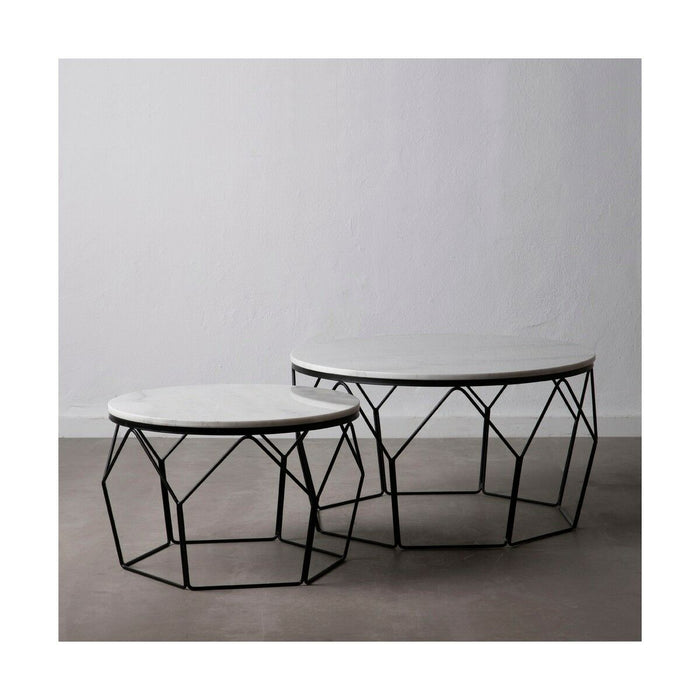 Masa de Cafea 80 x 80 x 46 cm Metal Marmură 2 Unități
