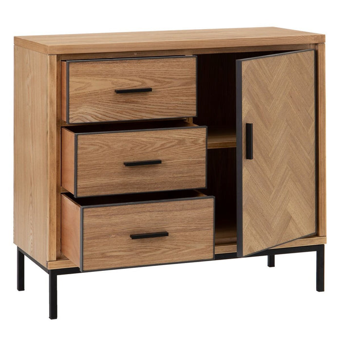 Mobilă pentru Hol cu Sertare SPIKE 91 x 40 x 84,5 cm Natural Metal Lemn