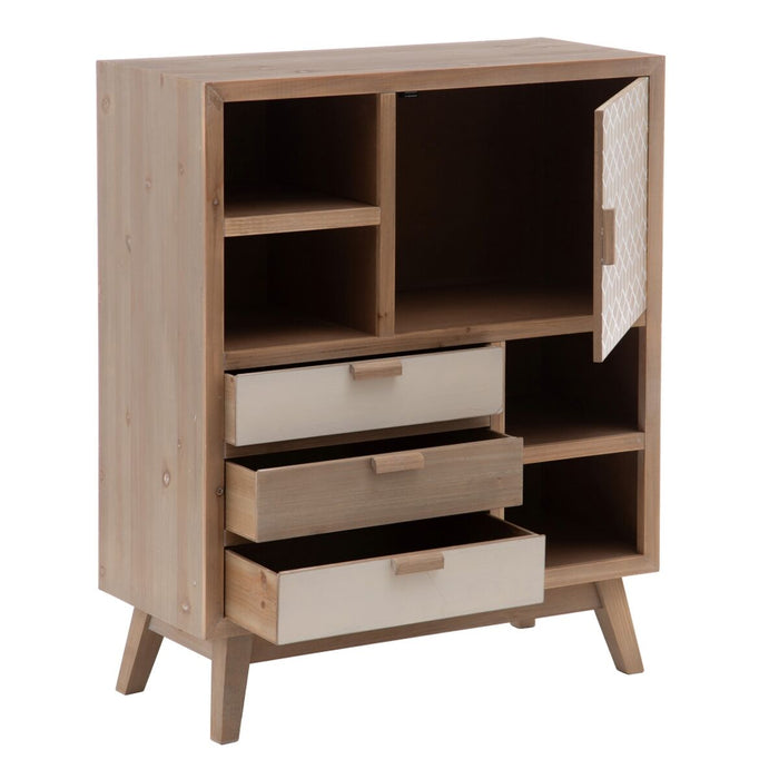 Servantă KENSY 80 x 34 x 98 cm Natural Lemn Alb