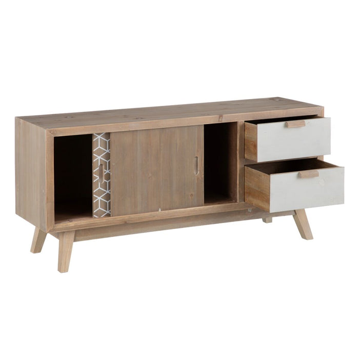 Mobilă TV KENSY 120 x 34 x 54,5 cm Natural Lemn Alb