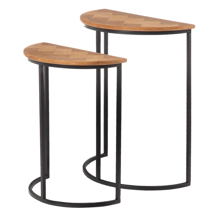 Masa laterală Maro Negru Metal Fier Lemn MDF 62,5 x 62,5 x 73 cm 62,5 x 31 x 73 cm (2 Unități)